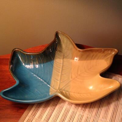 Vintage stoneware leaf shaped dish made by Country Originals in Columbia-image