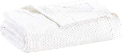 Egyptian Cotton Luxury Blanket White 90X90 Full/Queen Size Knit Premium Soft Coz-image