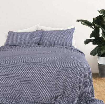 Super Soft Microfiber Scallops Navy Full Sheet Set-image