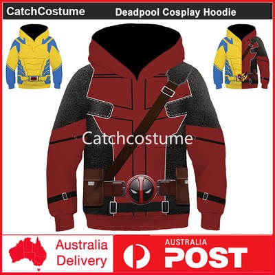 Kids Deadpool Wolverine Cosplay Hoodie Boys Wade Winston Wilson Pullover Jumpers-image