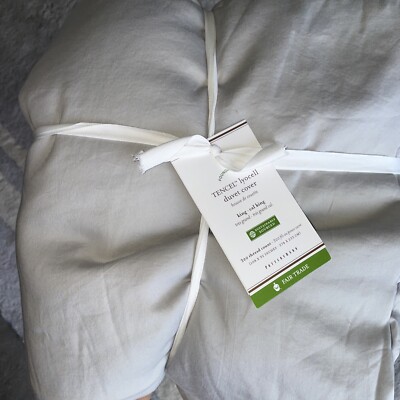 POTTERY BARN CASUAL TENCEL LYOCELL GRAY MIST KING/ CAL KING DUVET NWOT-image