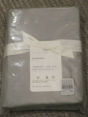 POTTERY BARN TENCEL LYOCELL GRAY MIST STANDARD PILLOW SHAM NEW-image