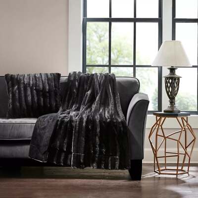 MADISON PARK Duke Ribbed Faux-Fur Decorative Pillow, 20 x 20-image