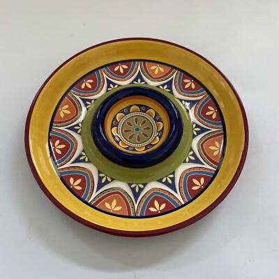 Pier 1 Mexicali Chip & Dip Bowl One Piece Large Server Mexican Fiesta Party Dish-image