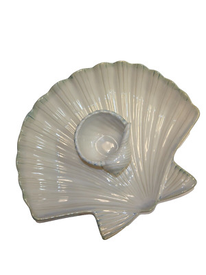 LARGE CLAM SHELL SHAPED CHIP AND DIP BOWL : SHORELINE 