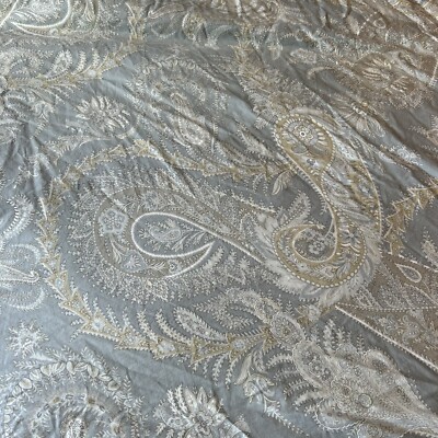 Pottery Barn Paisley Gray Print Duvet Full Queen *Discontinued* Cotton Preppy-image