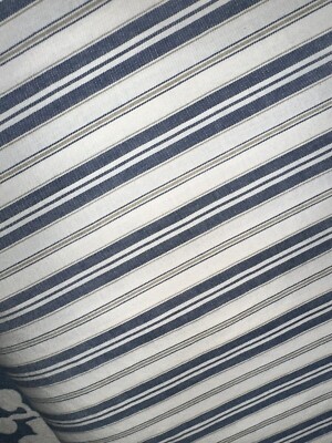 Pottery Barn Classic Ticking Stripe Duvet Cover Navy Blue King Matine Rare-image