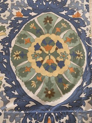 2 Pottery Barn blue green orange  medallion STANDARD pillow shams-image