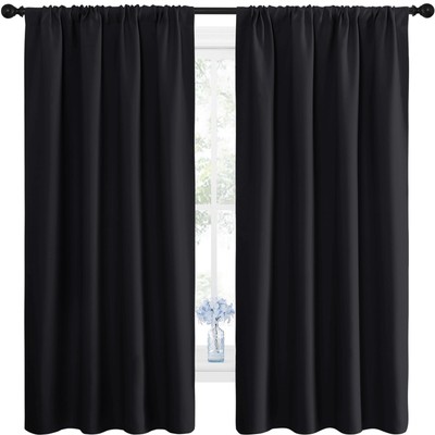 Halloween Black Blackout Curtain Blinds - Solid Thermal Insulated Window Trea...-image