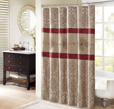Madison Park Donovan Embroidered Shower Curtain-image