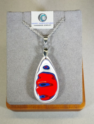 Fordite Necklace, Happy Agate Studio, USA Handmade, Recycled EB38-image