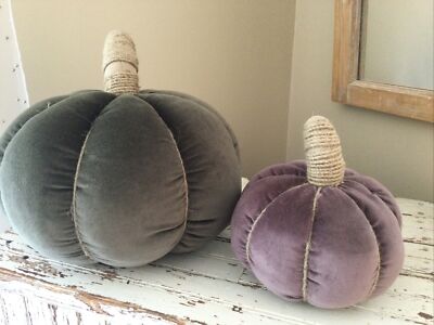 Pottery Barn Velvet Pumpkin  Pillows ~~ Moss  & Fig  New With Tags-image