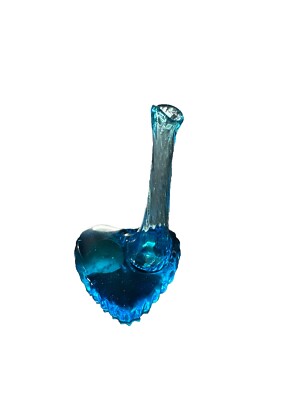 Vintage Ozark Studios Signed 1991 Art Glass Heart With Stretch Glass Mini Vase-image