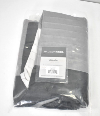 Madison Park Amherst Single Panel Faux Silk Rod Pocket Curtain Black Finish-image