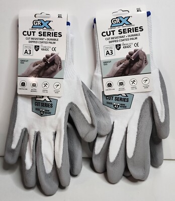 (2) A3 Cut Resistant Gloves GRX Dipped Coated Palm GRXCUT533XL-image