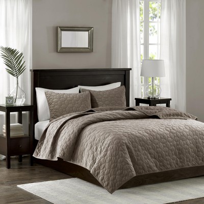 Harper Velvet 3 Piece Coverlet Set Taupe 104x94 inches King/Cal King-image