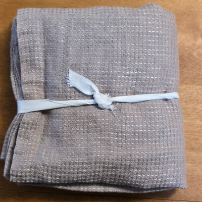 POTTERY BARN BELGIAN/EUROPEAN LINEN WAFFLE ( 1 ) EURO SHAM ~ SMOKY QUARTZ-image