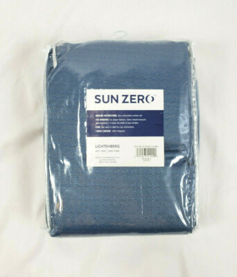 Sun Zero Filmore Blue Thermal Rod-Pocket 2 Curtain Panels, 80