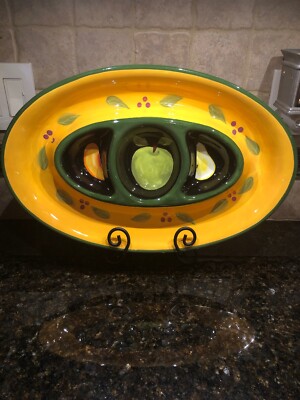 222 FIFTH BY JANE DAVIES FRUIT PASSION LARGE CHIP & DIP SERVING PLATTER-image