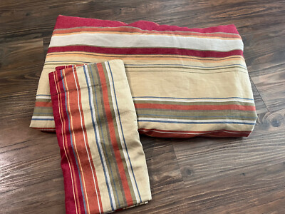 Pottery Barn Serape Stripe PAOLO FULL QUEEN DUVET Sham Multi Color Linen Blend-image