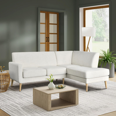 Studio Living Solano Bumper Sectional Sofa in Cream Woven Fabric-image