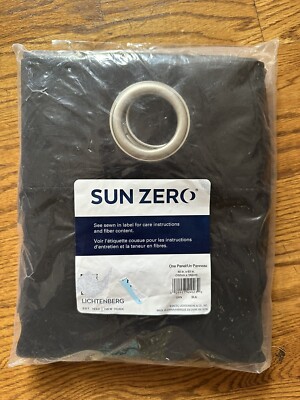 One Sun Zero Panel Grommet Curtain 40in x 63in Black Lichtenburg - NEW-image
