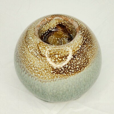 Art Studio Pottery Tea Light Candle Holder Incense Ball-Shaped Blues Browns-image