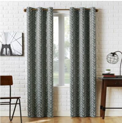 Blackout Window Curtain Panel Grommet Top Kenwood Chevron Grey 95