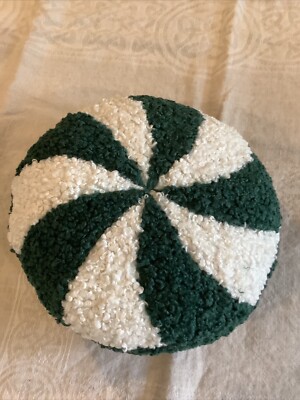 POTTERY BARN Cozy Teddy Peppermint Shaped Pillow #6821-image