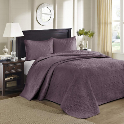 MadisonPark Quebec Bedspread Set | Queen Size | Purple.-image