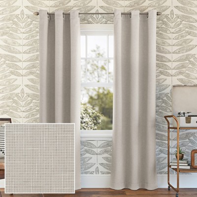 Norman Grid Texture Thermal Total Blackout Grommet Curtain Panel, 40