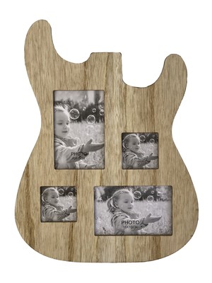 Guitar Body Shaped Music Picture Frame for 4x6 and 3x4 Photos (Natural Wood C...-image