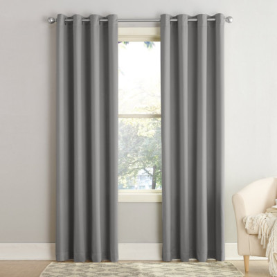 Room Darkening Noise Reduction Grommet Gray Curtain Panel Home Decor 54