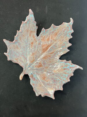 Vintage Multicolored Studio Art Pottery Signed Tamme Large Oak Or Maple Leaf-image