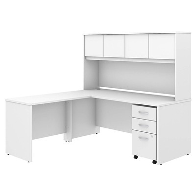 Bush Furniture Studio C 72W x 30D L Shaped Desk with Hutch, Mobile File Cabinet -image