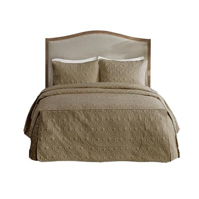  Quebec Split Corner Quilted Bedspread Classic King Khaki Fitted Bedspread-image
