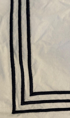 Pottery Barn Organic Cotton Percale Embroidered Stripe Duvet Cover King & 2shams-image