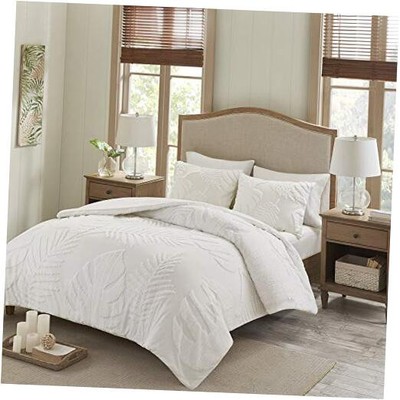  Tufted Chenille Cotton Comforter, All Season Bedding Set, Matching Shams, -image