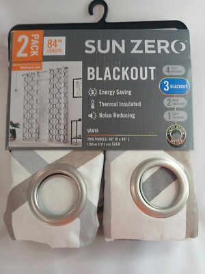 Sun Zero Vanya Grey Patterned black out curtains 2 pk 40