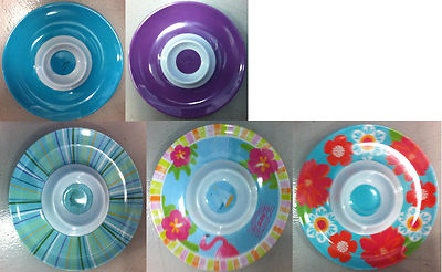 green/purple/mul fiesta small or large circular chips&salsa dip party tray plate-image