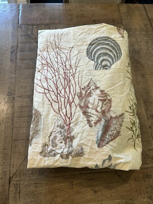 Pottery Barn Ocean Scene Duvet Cover Full Queen Cream EUC-image