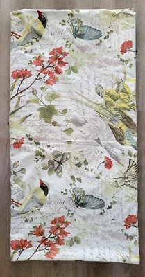 Pottery Barn Botanical Birds Butterfly Script Floral Full/ Queen Duvet Cover-image