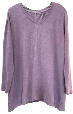 J. Jill Color Washed Dipped Hem Tunic Top Tee Shirt Size Large Purple Lavendar-image