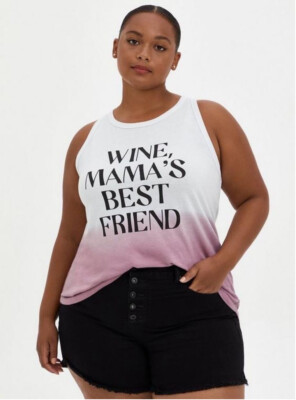 Torrid Classic Fit High Neck Tank - Wine Friend Dip-Dye Mauve-image