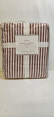 Pottery Barn Thatcher Red Ticking Stripe Twin Size Duvet New 2014 Dead Stock-image