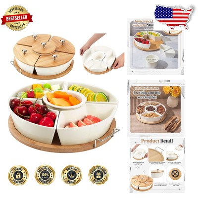 Elegant 360° Rotatable Lazy Susan Serving Tray with 5 Bowls - Modern Dining-image