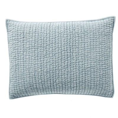 Pottery Barn Standard Sham Stonewashed Pickstitch Blue 100% Cotton NWT NEW-image