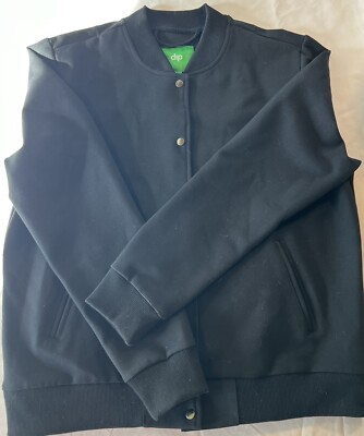 Dip Women’s Black Jacket Size Large Snap Closure Baseball Style--image