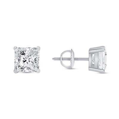 1.5 Princess Lab Created Grown Diamond Earrings Studs 950 Platinum F/VS-image