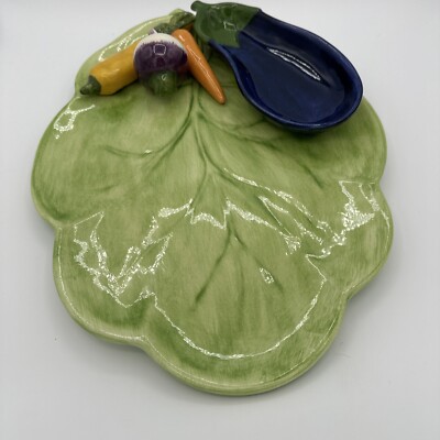 VTG Cali Studio Art Pottery 3D Vegetable Chip & Dip Tray, Made In California-image